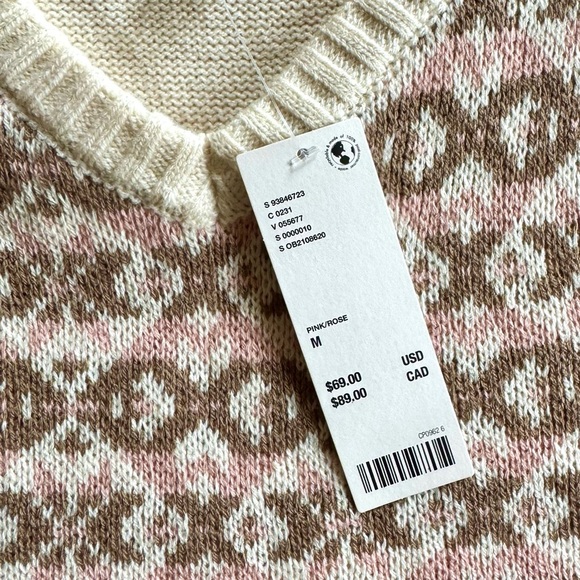 BDG Pink & Brown Patterned Sweater Vest - Picture 6 of 6